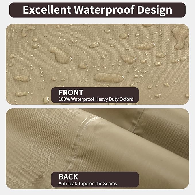 PureFit Outdoor Sectional Sofa Cover Waterproof Curved Patio Furniture Covers for Deck, Lawn and Backyard, 90Lx34Dx32Hx46FL, Camel