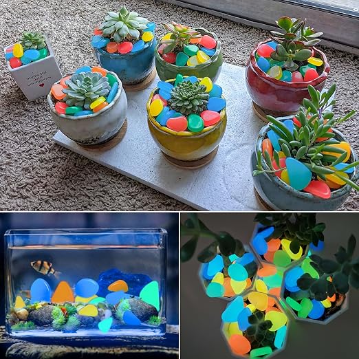 NAMTSO Glow in The Dark Rocks Outdoor, Solar Rocks for Landscaping, Outdoor Decor Glow in The Dark Stones, Glowing Pebbles for Garden Backyard Patio Lawn Fish Tank Aquarium Decor,200pcs Multi,0.6-1.1"