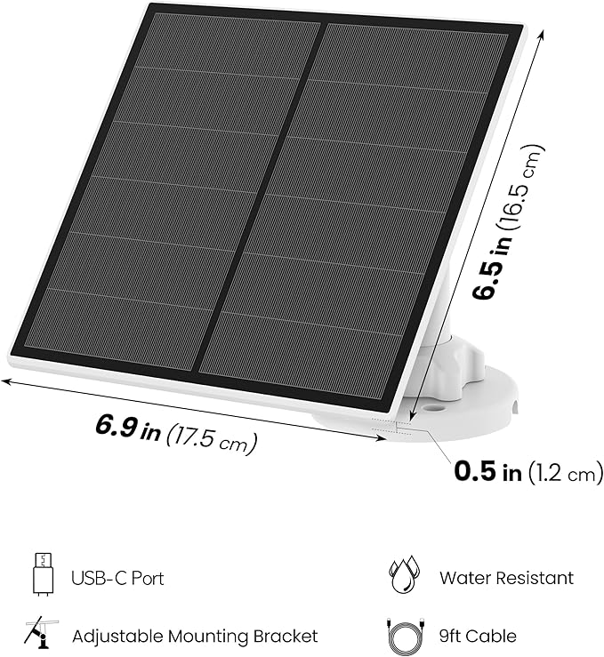 Feit Electric Solar Panel Continuous Charger Panel/SOL/CAM Compatible Feit Electric Smart Outdoor Camera CAM/WM/WiFi/BAT, 9ft Cord, Micro-USB, Adjustable Mounting Bracket (Pack of 3)