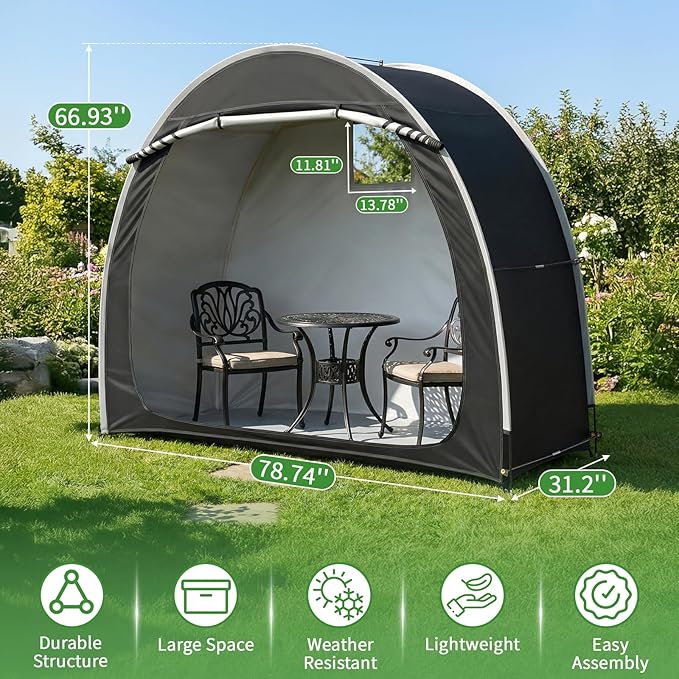 Outvita Bike Tent, Outdoor Portable Bicycle Storage Sheds with 210D Oxford Fabric PU4000 Waterproof Cover for 2-3 Bikes, Storage Cover Shelter for Motorcycle,Garden Tools,Toys,Lawn Mower