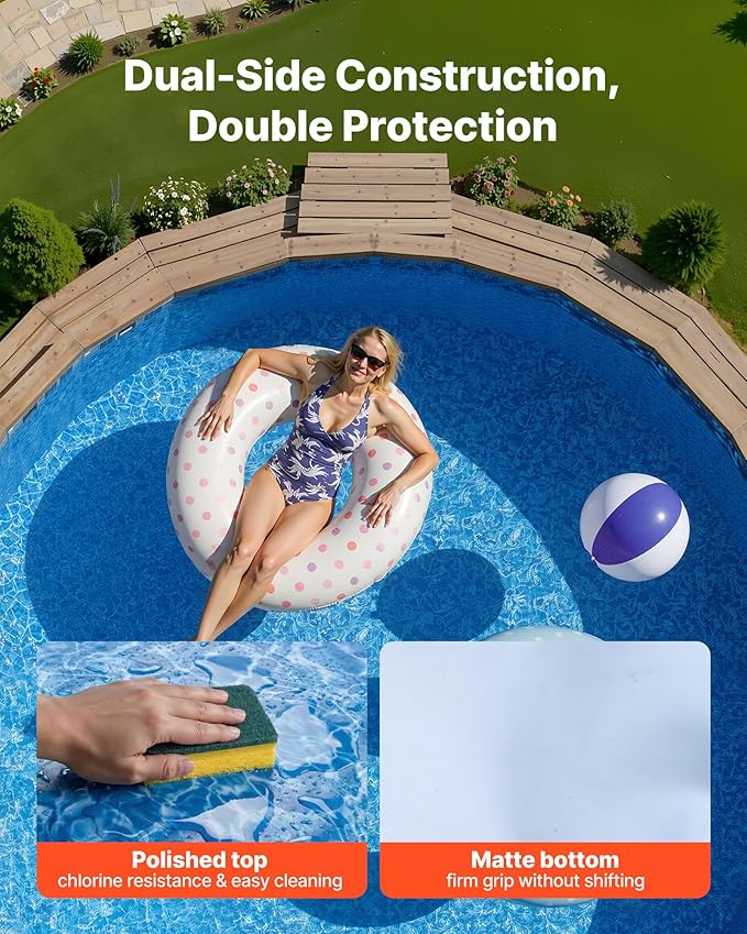 VEVOR 24-ft Round Above Ground Pool Liner, Overlap Pool Liners, Thickend Upgraded Gauge Vinyl, 48-to-54inch Wall Height, Designed for Steel Sided Above-Ground Swimming Pools