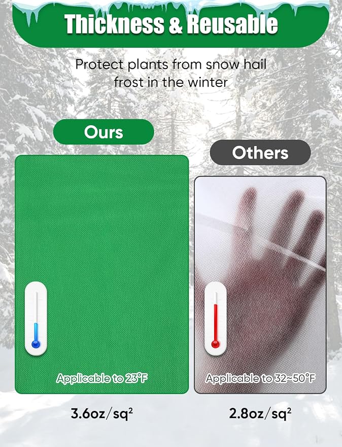 4Pack Thickened Plant Covers Freeze Protection for Winter - 71" x 47" Large Shrub Bush Cloth Blankets for Outdoor Plants Tree Frost Protection with Drawstring Bags Jacket for Plants (3.2 oz/yd²)