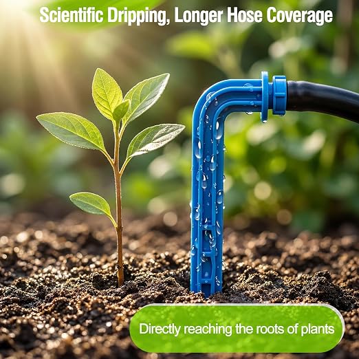 Automatic Drip Irrigation System Kit - 33ft Hose, Filter, 10 Tee Connectors & 10 Drippers, for Potted Plants
