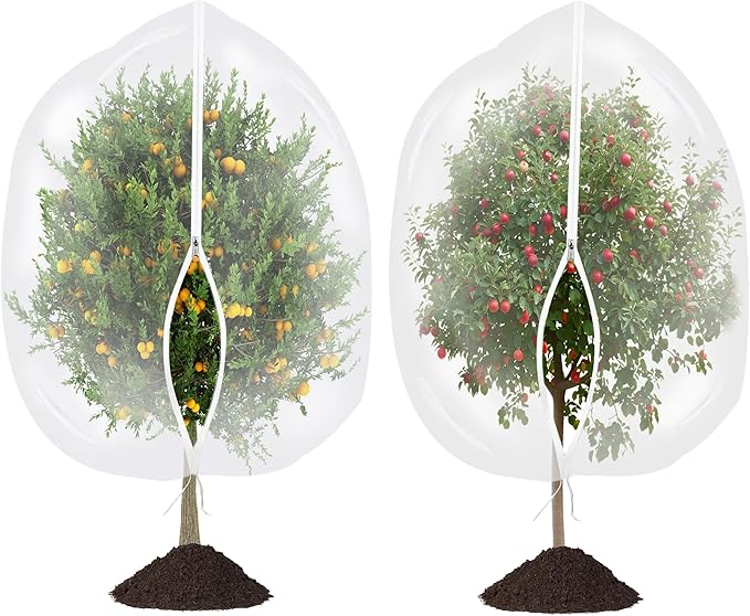 afzdby Large Garden Mesh Netting with Zipper and Drawstring,Plants Cover Protection from Anti Birds,Bugs,Cicadas,and Insects-Pest Barrier Bag for Blueberry Bushes,Tomatoes,Citrus,Fruit Tree