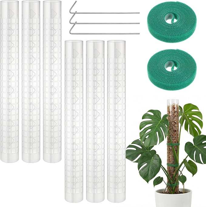 6 Pcs Plastic Moss Pole for Monstera 6×24'' Plant Poles for Climbing Plants Shaped Plant Support Indoor Use with Sphagnum Moss for Climbing Plants Work 24 Inch