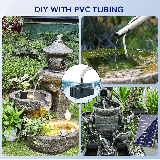 Antfraer Solar Fountain Pump for Bird Bath, 8W Solar Water Fountain Pump with Dry-Run Protection & Double-Layer Nozzles, Solar Powered Fountain with 5Ft Tubing for Small Pond, Bird Bath, Water Feature