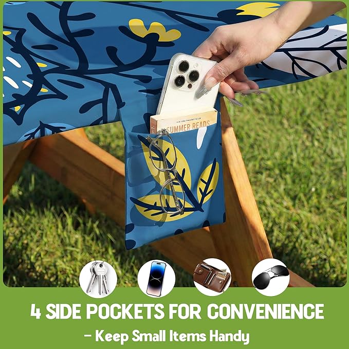 Picnic Table Cover with Bench Covers Waterproof Elastic Rectangle Tablecloth Camping Essentials Supplies Rv Car Travel Gear Must Haves Accessories Fitted Table Cloth Outdoor Road Trip Camper Gifts 6ft
