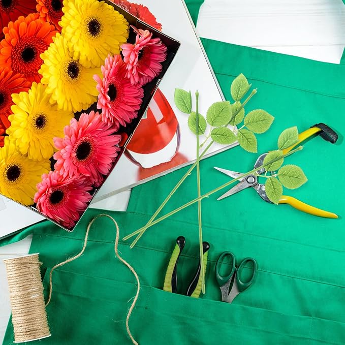 ULTNICE 60pcs Artificial Flower Stems with Leaves for Floral Arrangements, Wedding Bouquets, and DIY Crafts - Flexible Green Plastic Rose Stem