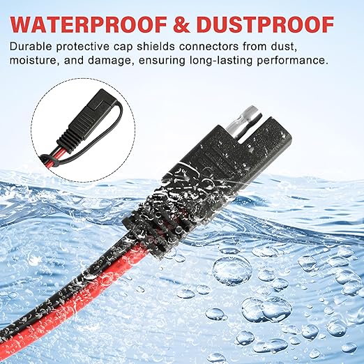 SAE to O Ring Connector 2FT 14AWG, SAE Battery Quick Connect Plug Waterproof Extension Cable for Solar Panel, Street & Road Glide Motorcycle Charging Port Upgrade, RV, Solar Generator Battery Charger