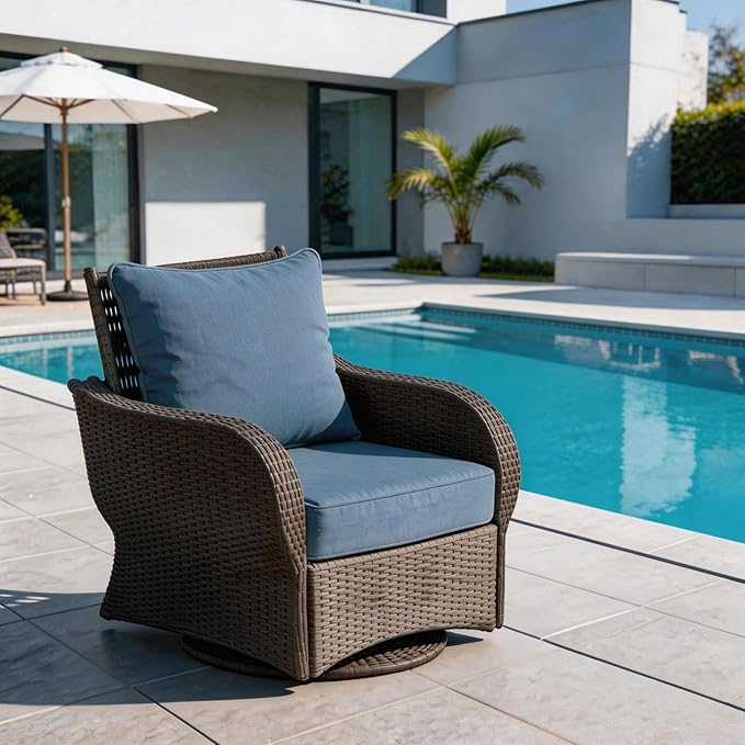 COZYVIDA Outdoor Deep Seat Cushion Set of 2, 22"x24" Seat & 23"x19" Back, C0 Water-Resistant Breathable Fabric, UV-Resistant 1000+ Hrs, 30D Foam with Recycled Fiber Fill,Light Blue