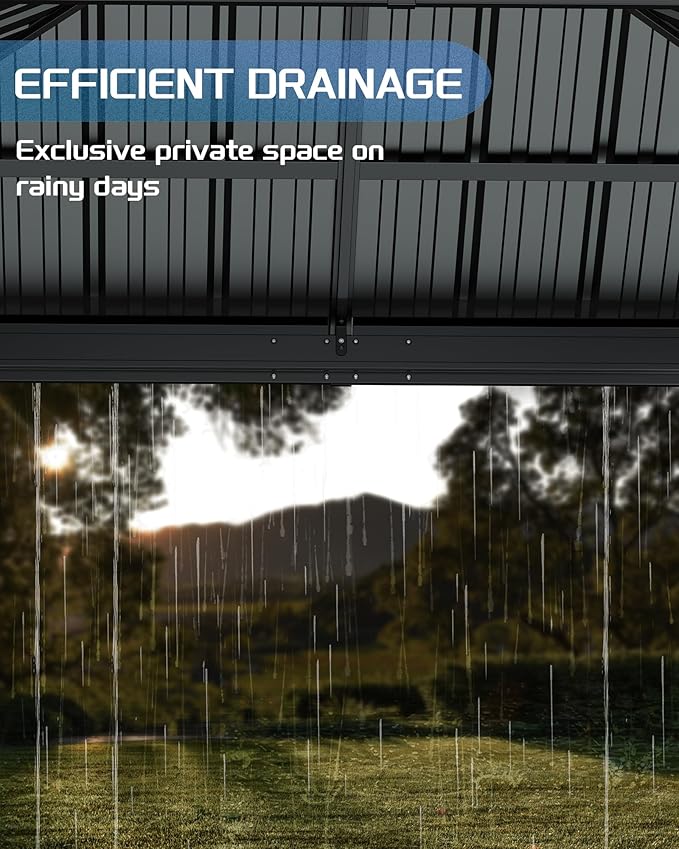 12x12 FT Hardtop Gazebo with Galvanized Steel Double Roof, Heavy-Duty Aluminum Frame Outdoor Gazebo Canopy with Mosquito Netting & Waterproof Curtains for Patio, Backyard, Deck & Lawn