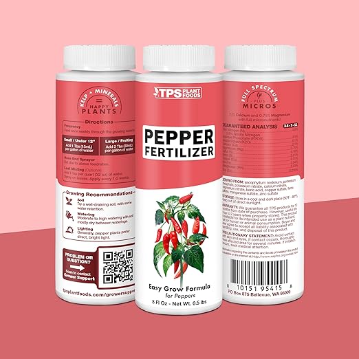 Pepper Fertilizer – Liquid Plant Food for Bigger Harvests, Better Flowering & Stronger Root Development, 8 oz