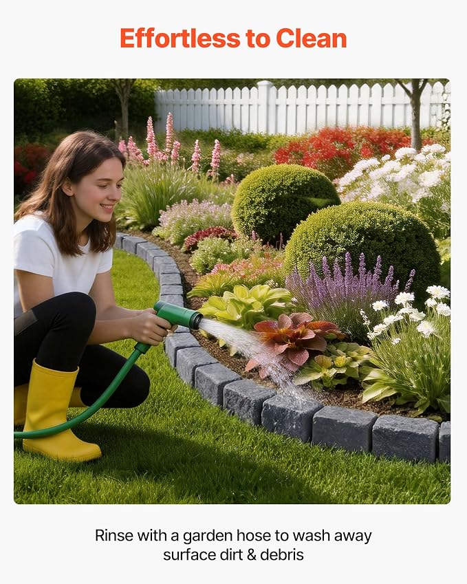 VEVOR Faux Stone Landscape Edging, 46.85" Kit, No Dig Garden Edging Border, Blocks for Lawn, Flower Beds, Yards, 1 Pack Each Section Has 6 Bricks 46.85" L x 3.94" W x 6.1" H, 3 Spikes, Sandstone Gray