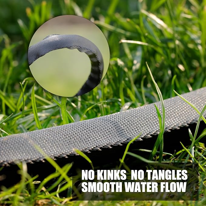 Non-Expandable Garden Hose 75feet, with 10 Function Hose Nozzle, Tough & Flexible, Lightweight, Crush Resistant Fittings, Kink & Tangle Free, Rust Proof