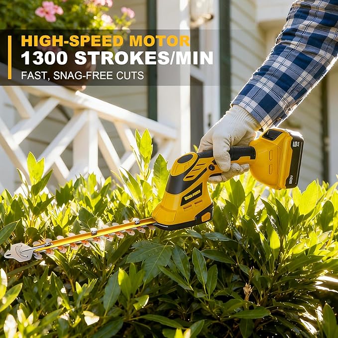 2 in 1 Cordless Hedge Trimmer & Grass Shear, Compactible for DEWALT 20V MAX Battery, 1500RPM Electric Trimmer, Idea for Yard, Garden, Lawn Care(Battery and Charger Not Included)