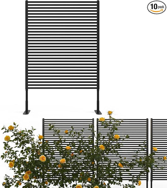 GarveeLife Metal Privacy Screen Outdoor, 47x71 Inch Panels for Outdoors, Freestanding Rust-Resistant Decorative Fence for Balcony, Yard, Garden, Patio, Brown Weatherproof Privacy Fencing