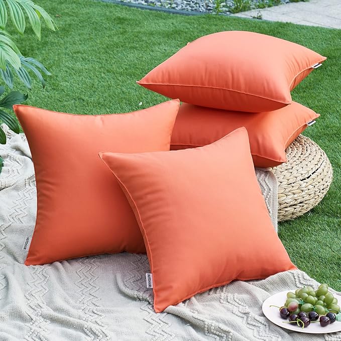 MIULEE Pack of 2 Decorative Outdoor Waterproof Pillow Covers Square Garden Cushion Sham Throw Pillowcase Summer Shell for Patio Tent Couch 20x20 Inch Coral Red