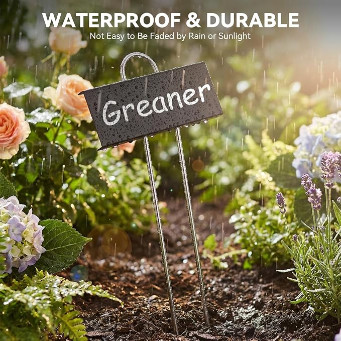 Greaner Black Plant Tags 60 Packs, 10.6 Inch Tall Garden Labels Outdoor Waterproof, Plant Tags for Outdoor Garden Waterproof with Permanent Marker and PET Film