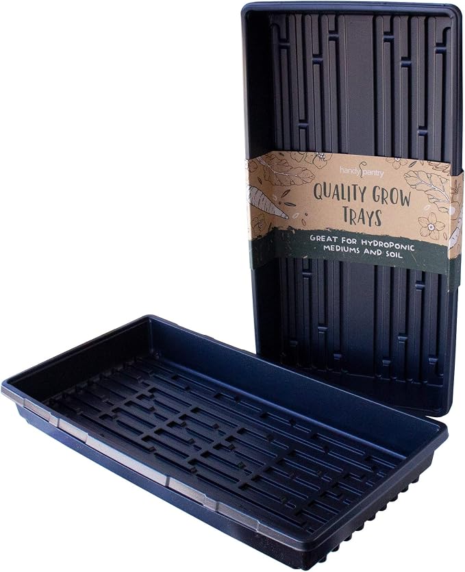 Handy Pantry 100-Pack 1020 Garden Growing Trays Without Drain Holes | 10 x 20 Plastic Plant Trays No Holes for Wheatgrass, Microgreens, Hydroponics, Nursery Flats and Greenhouse Growing