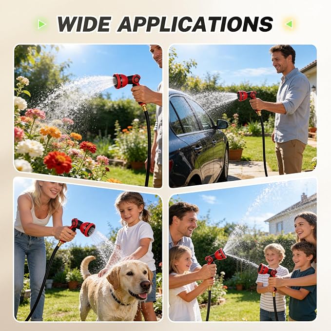BILITOOLS Retractable Garden Hose Reel 1/2 in x 50 ft, Wall Mounted Water Hose Reel for Outside with Any Length Lock, Slow Auto Rewind Anti-Tangle System, 180° Swivel Bracket & 10-Pattern Spray Nozzle