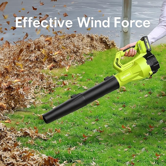 SUNCHERS Leaf Blower Cordless with 2 Batteries and Charger, Electric Battery Powered Cordless Leaf Blower, Portable Lightweight Handhold Blowers for Blowing Leaves, Patio Cleaning, Lawn Care and Dust