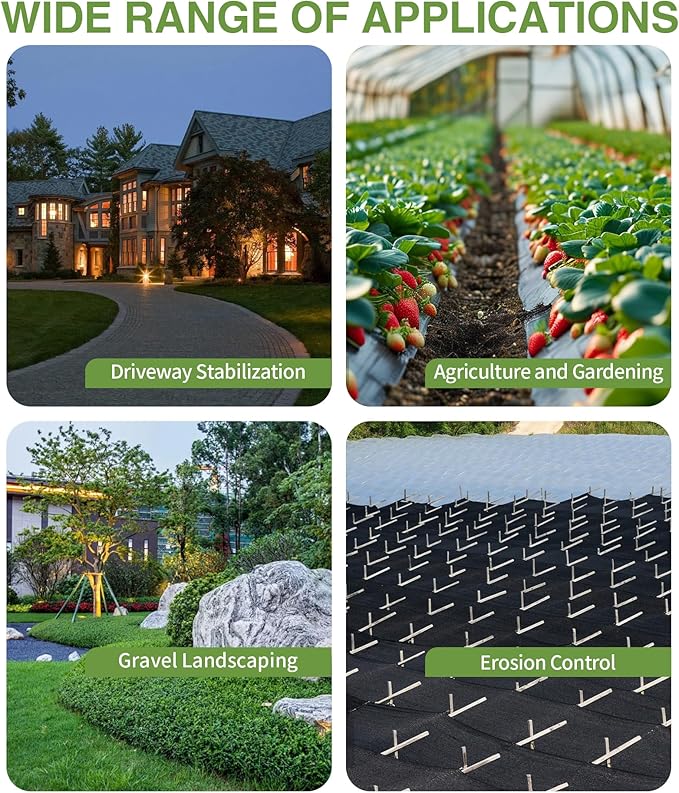 Pterying 13ftx108ft Weed Barrier Landscape Fabric Heavy Duty, Premium 5OZ Garden Geotextile Fabric, Outdoor Weed Blocker Fabric, for Driveway Mats, Erosion Control, Ground Cover Weed Barrier