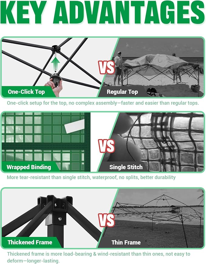 Acepic 8x6 Instant Pop up Greenhouses, Indoor Outdoor Portable Greenhouse Walk-in, Small Green House for All Season with Roll-Up Zipper Doors and Side Windows, 4 Sandbags, Pe Cover, Green/Clear