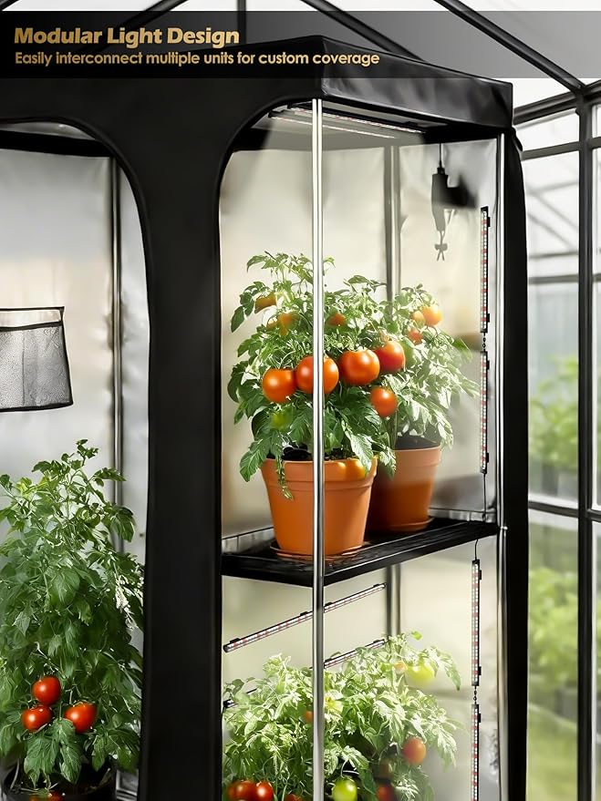 T5 Smart Grow Light for Indoor Plants,3500K Full Spectrum LED Plant Light Strips with 3/9/12H Auto Timer,Stepless Dimming,Modular Design，Plug and Play (Black, 2 Pack)