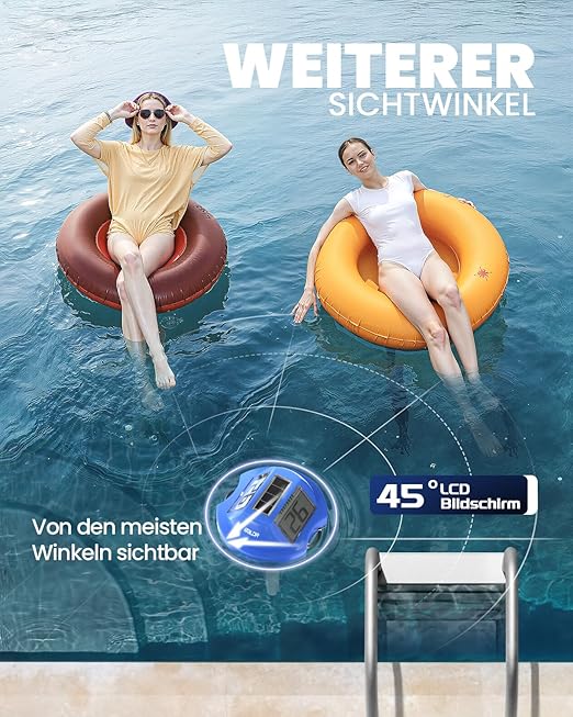 BALDR Pool Thermometer Floating Easy Read, Solar Digital Pool Thermometer with Dual Large Screens, IPX7 Water Temperature Gauge for Inground Above Ground Pools & Spas (Darkblue)