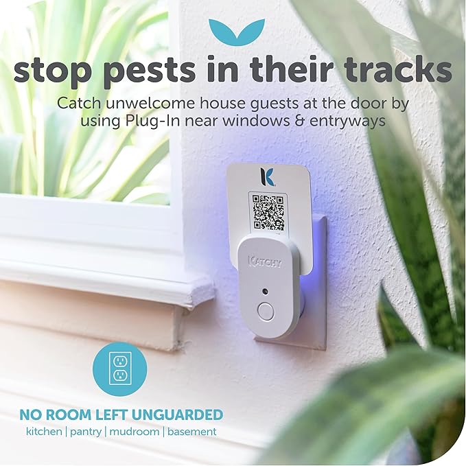 Katchy Plug-in Bug Trap Indoor – Fly Catcher for Mosquito, Gnat, Fruit Fly & Small Moth – Blue Light, Chemical-Free & Eco-Friendly – All Indoor Areas: Kitchen, Living Room & Plants (1 Pack)