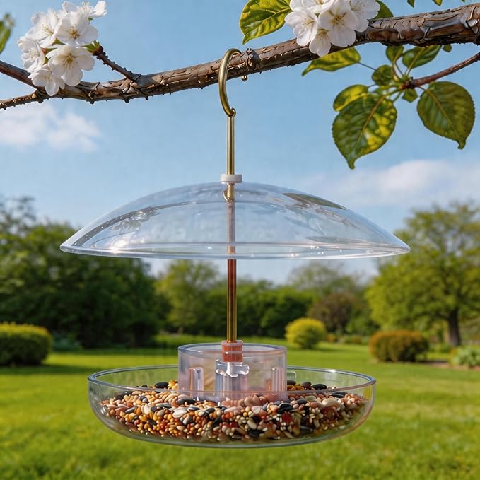 8" Mini Rain Cover for Bird Feeder/House - ‌Small Protective Dome Guard Against Rain/Snow/Sun - Clear Translucent Plastic - Dia. 20CM