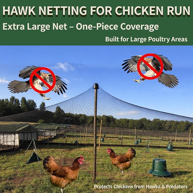 25x100ft Bird Netting for Chicken Coop 1 inch Mesh Heavy Duty Chicken Netting Animal Barrier, Poultry Netting Roof Cover for Chicken Run, Bird Net for Fruit Tree Against Birds Squirrels Rabbits