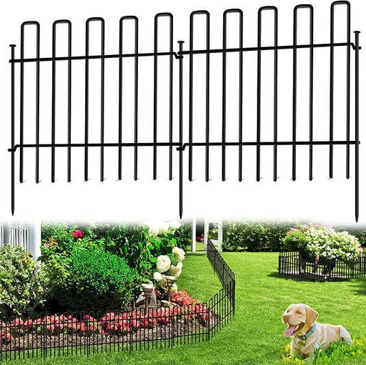 26 Panels No Dig Animal Barrier Fence, 13in(H) x 37ft(L) Garden Edging Border Fencing, Rustproof Metal Stakes Decorative Garden Fence, Dog Digging Defense Fencing Barrier for Outdoor, Yard, Patio