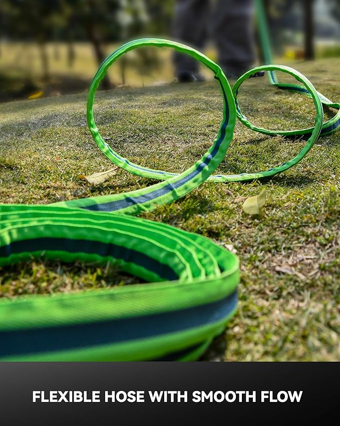 RAINPOINT Garden Hose 75FT, Up to 60% Lighter Non-Expanding Water Hose with TPE Inner Tube, Lightweight & Flexible Anti-Kink Hose, 800D Oxford Fabric, Weather-Resistant, 450PSI Burst, 3/4" Fittings