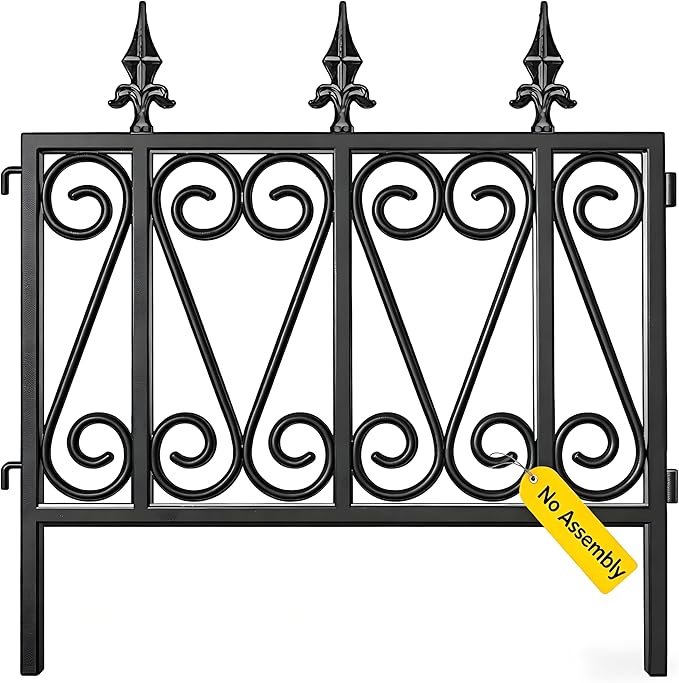 AMAGABELI GARDEN & HOME 5 Panels 24in(H)×10ft(L) 0.4 Inch Wire Diameter Decorative Garden Fences and Borders for Dogs No Dig Metal Garden Edging Border Animal Barrier Fencing for Flower Bed Yard Patio