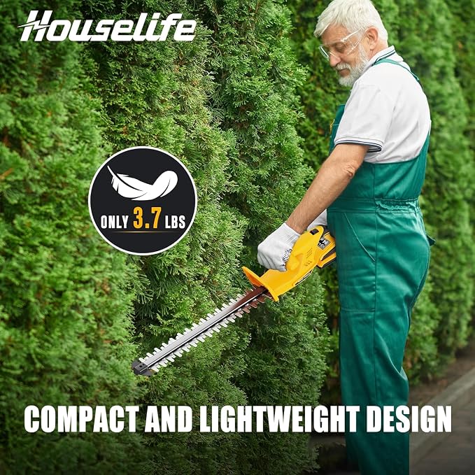 Cordless Hedge Trimmer 18 Inch, Electric Shrub Trimmer Compatible with Dewalt MAX 20V Battery, Lightweight 3.7 Lbs Bush Clipper with 5/8" Cutting Capacity & Dual Safety Switch, Tool Only