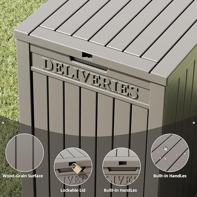 LHBGO Package Delivery Box for Outside, 48 Gallon Storage with Lockable Secure Design, Large Resin Outdoor Package Drop Cabinet
