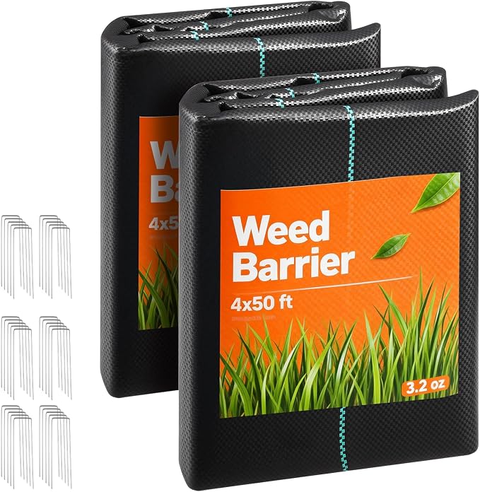 VEVOR 4x100FT 3.2oz Weed Barrier Fabric Heavy Duty, Landscape Fabric, Weed Blocker Fabric, Garden Weed Mat Lawn Fabric, Weed Control Fabric, Driveway Fabric, Ground Cover, Woven Landscape Cloth, Black