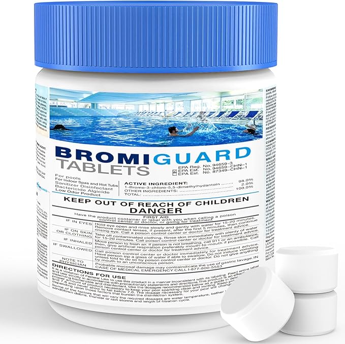 Bromine Tablets for SPA Hot Tub 1lb Brominating Tablets Booster Eliminates Bacteria Algae Soft Water Feel No Chlorine Odor Chemical Sanitizer Chlorine Alternative