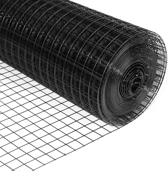 36'' x 50' 1/2inch Hardware Cloth 19 Gauge Black Vinyl Coated Welded Fence Mesh for Home and Garden Fence and Home Improvement Project