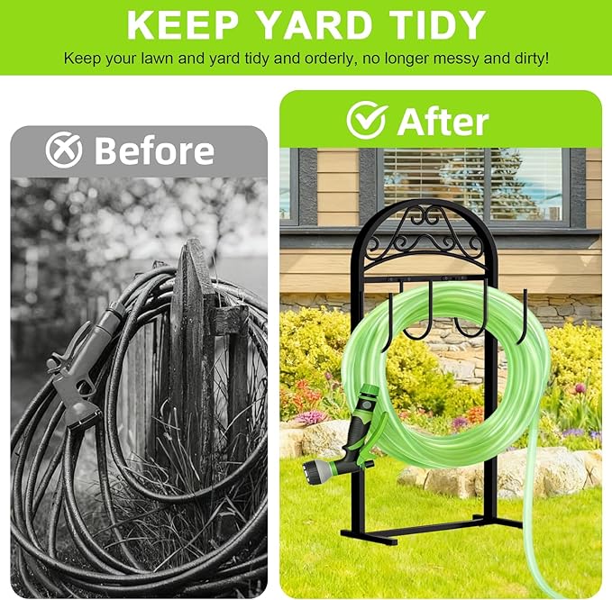 Garden Hose Holder，2-Pack Freestanding Hose Holder Heavy Duty Hose Hanger,Sturdy Hose Stand for Lawn & Yard Hose Storage Rack