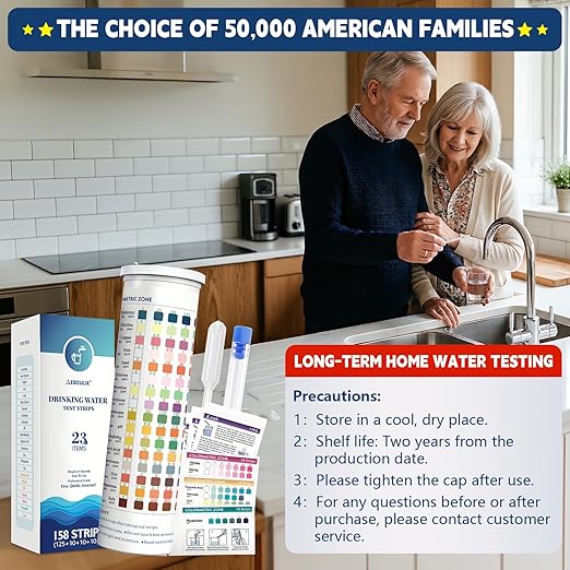 All-New 23 in 1 Drinking Water Testing Kit 158 Strips,Well Water Testing Kit & Water Test Strip for House Water for Hardness，Chlorine,Copper,Iron,Lead,pH and More