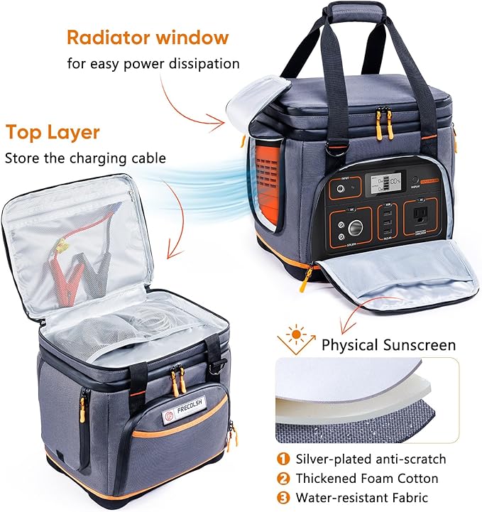 Double-Layer Travel Carrying Case for Jackery Explorer 500 – Portable Power Station Storage Bag with Molded Hard Bottom, Side Ventilation, and Front Pockets for Jackery Accessories & Solar Generator