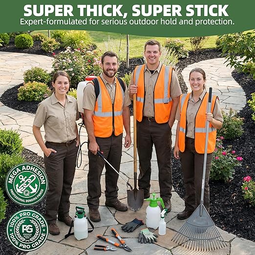 Mulch Glue 2 Gallons - Super Stick Rock Glue for Landscaping Gravel Binder for Pea Gravel, Long-Lasting & Non-Toxic, Covers 2X More Area Pebble Gravel Hold for Paths, Patios & Garden Borders