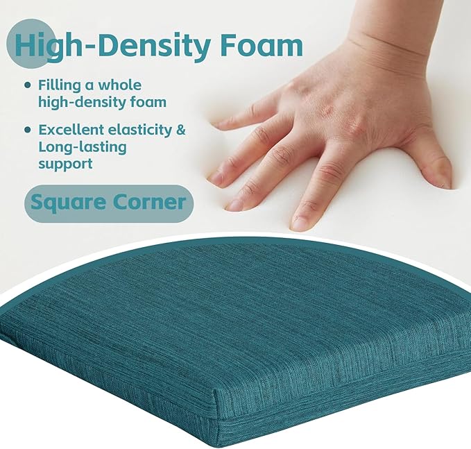 COZYVIDA Outdoor Chair Cushions Set of 4, 20"x20" Square Seat Pads with Tie Straps and YKK Zippers, 30D High-Density Foam, Water-Resistant Fabric,UV-Resistant 1000+ Hrs,Malachite
