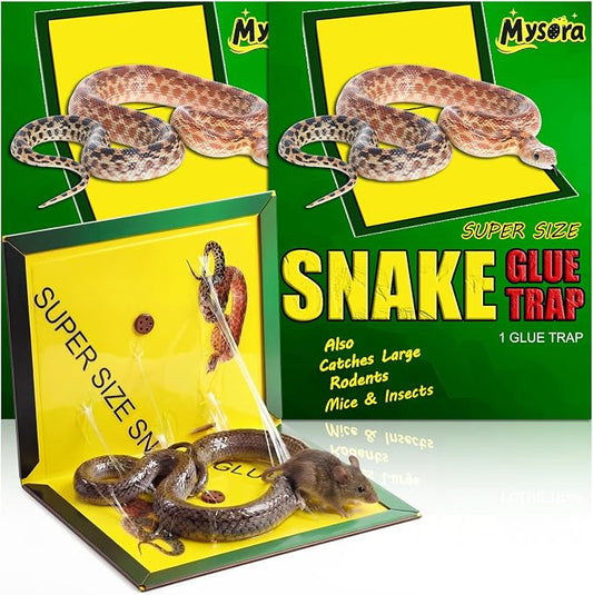 2 Pack 16" x 10" Large Snake Glue Traps with Enhanced Stickiness, Snake Rat Sticky Trap Pad Board for Indoor Outside, Mouse Mice Catcher