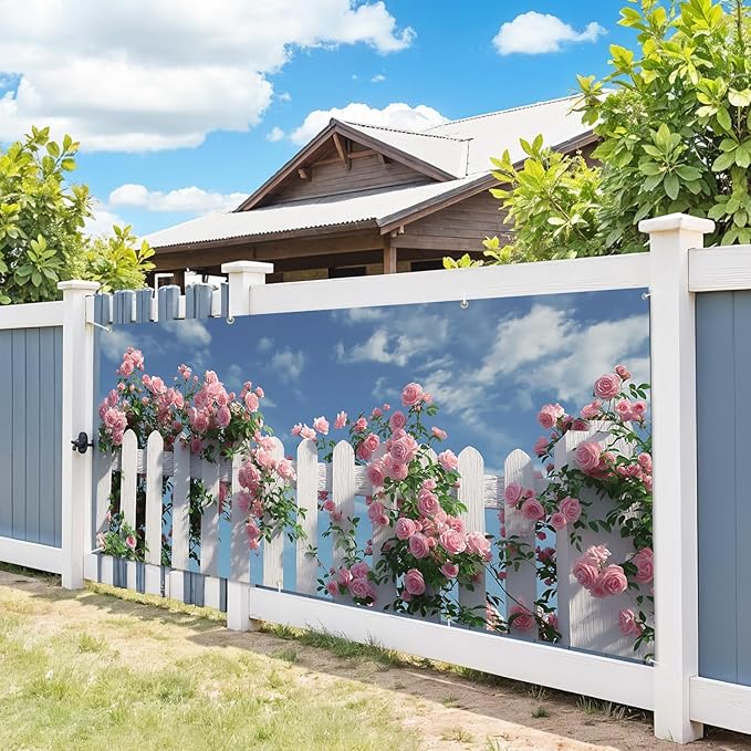 6 * 13FT Summer Garage Door Cover Decorations Rose Garage Door Banner for Outdoor Indoor Summer Party Photography Backdrop