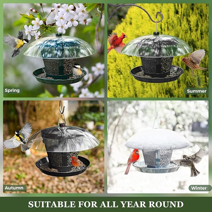 Kingsyard Bird Feeder for Outside Metal Mesh Wild Bird Feeder 2-Pack Heavy Duty Deck Hook