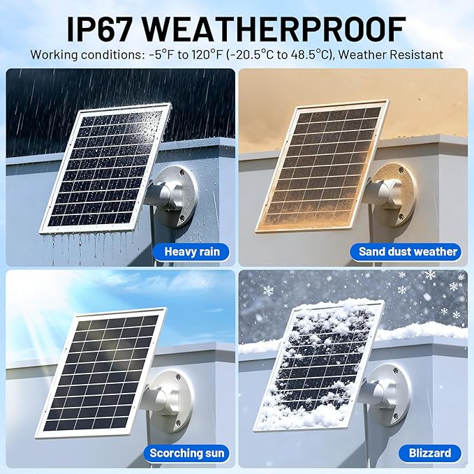 7W Solar Panel for Ring,Solar Charger Works for Ring, Stick Up Cam,Stick Up Cam Pro Battery,Spotlight Cam Plus/Pro Battery,10FT Waterproof Type C Cable and USB-C to Barrel Plug Adapter-3Pack