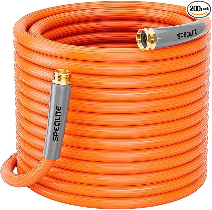 SPECILITE 5/8'' Heavy Duty Rubber Garden Hose 20FT, 1300psi Burst, 450psi Working, Hot/Cold Water Hose, -50℉ -170℉, 5 Layered Pipe, UV Resistant, 3/4" Brass Fittings for Outdoor, Agriculture